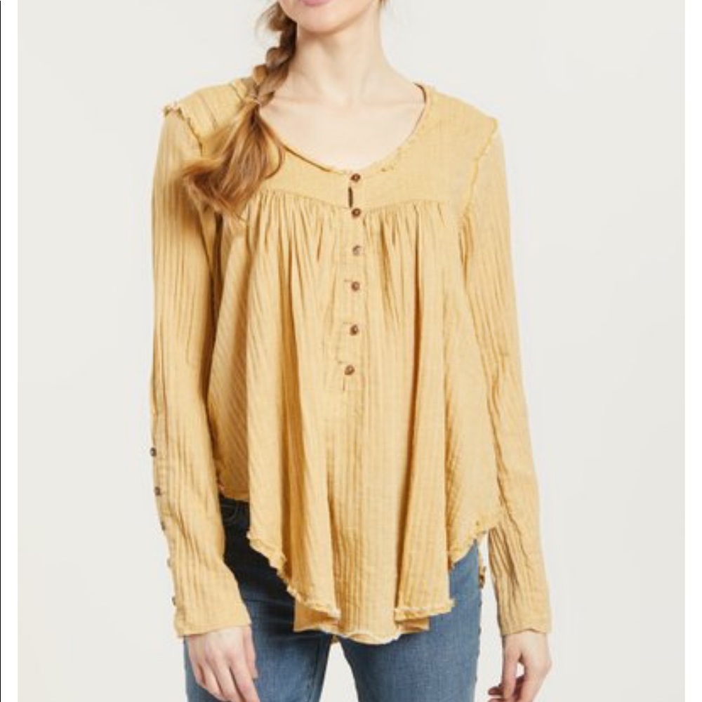 Free People Sand Dune Henley Top Shirt